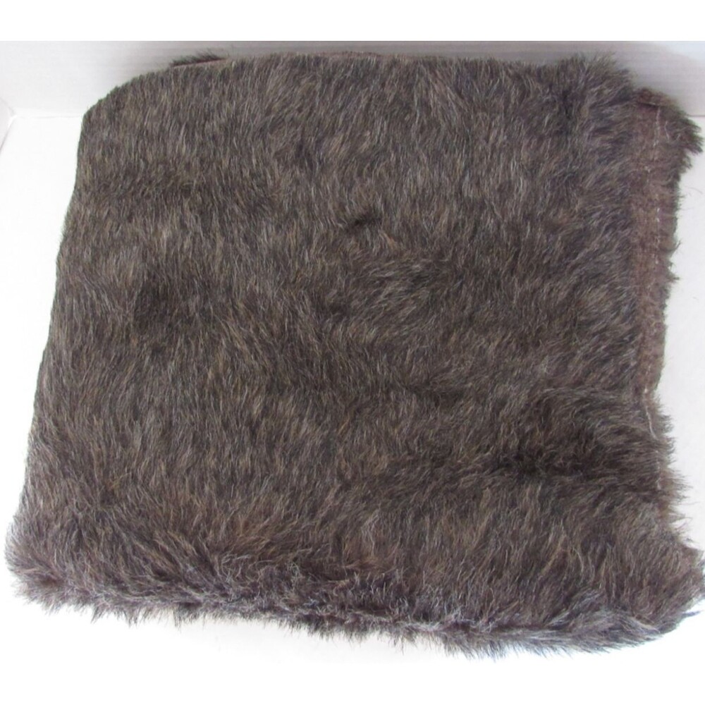 Vintage Faux Animal Fur Brown Fabric. 75 yards Long Pile Shaggy Remnant 28 x 64
